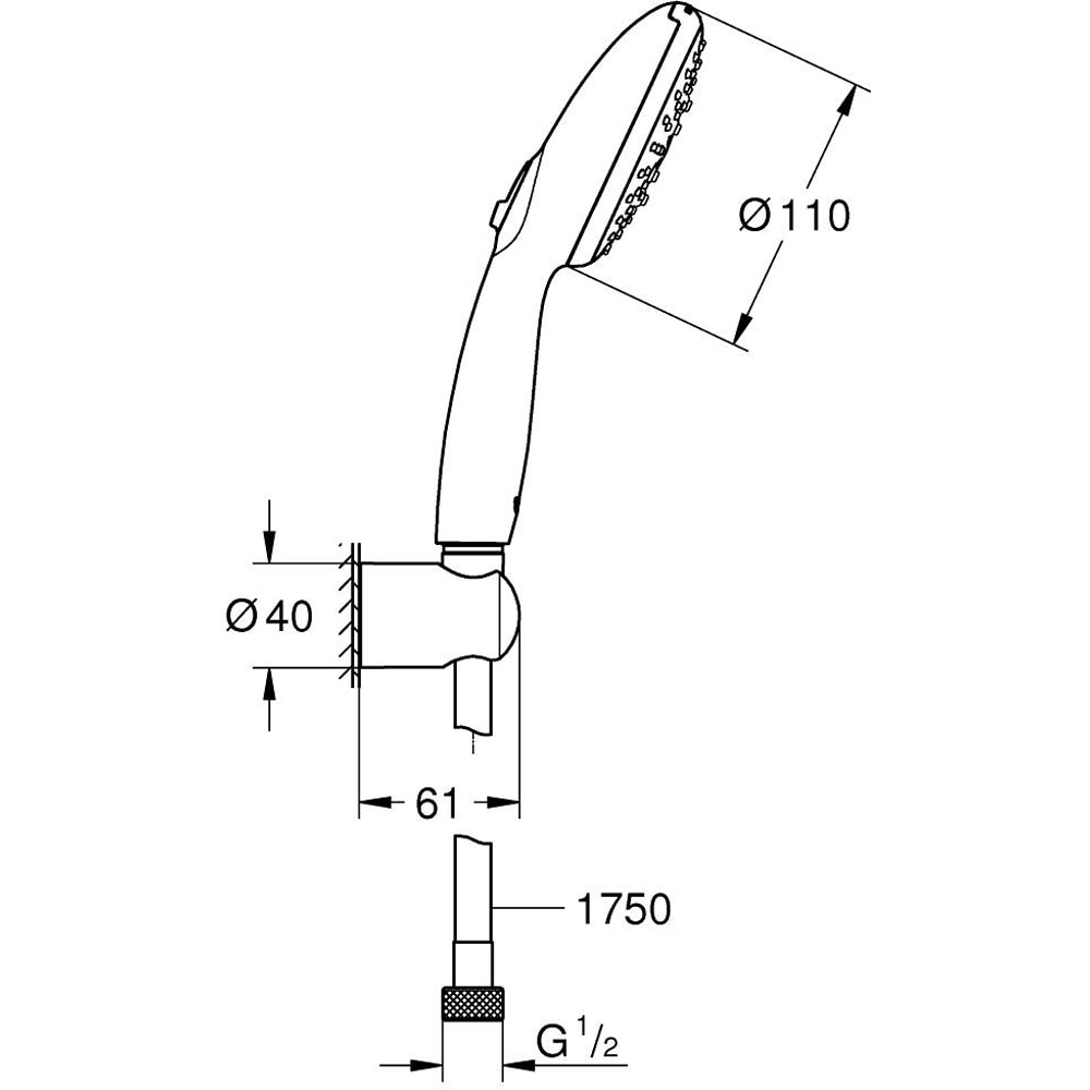 Set dus para GROHE Tempesta 110 26639003, 3 functii, crom