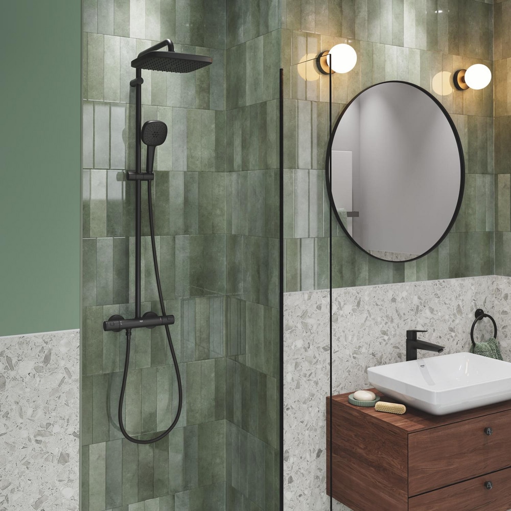 Sistem dus GROHE Vitalio Comfort 250 266962431, termostat, 2 functii, negru