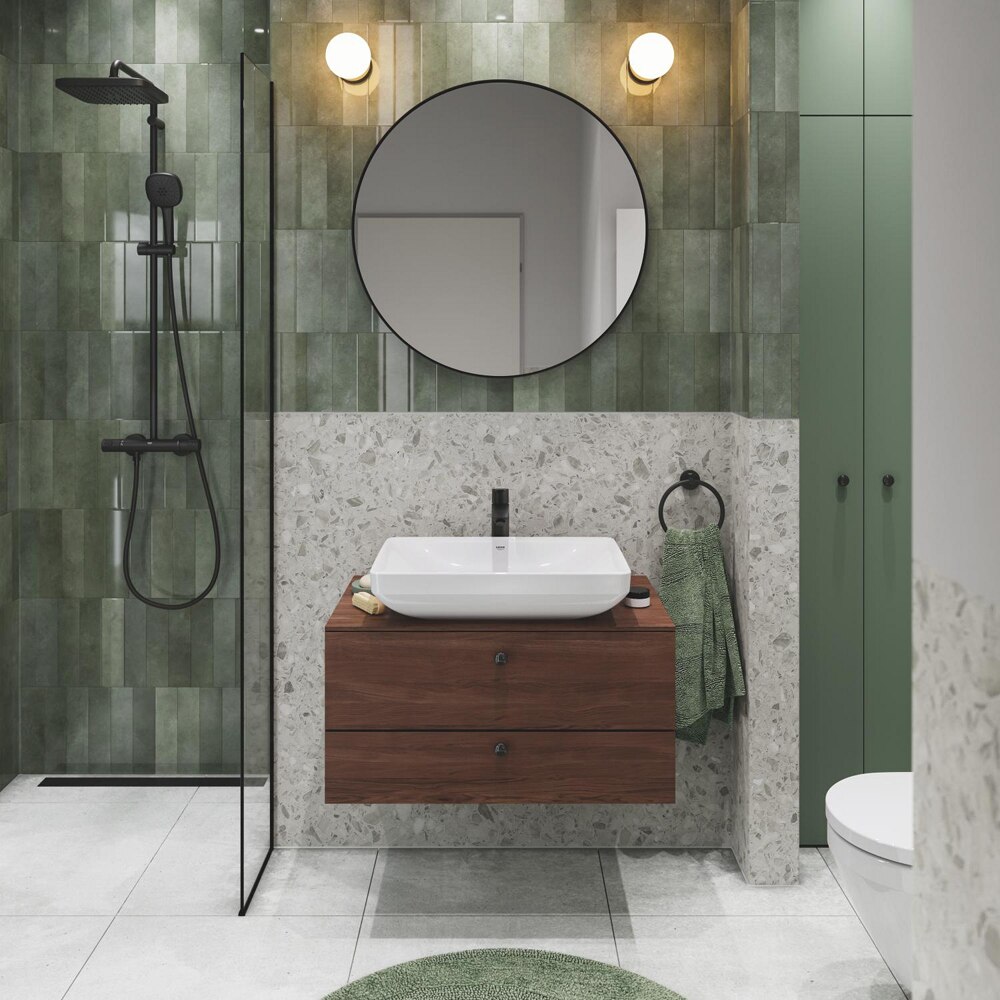 Sistem dus GROHE Vitalio Comfort 250 266962431, termostat, 2 functii, negru