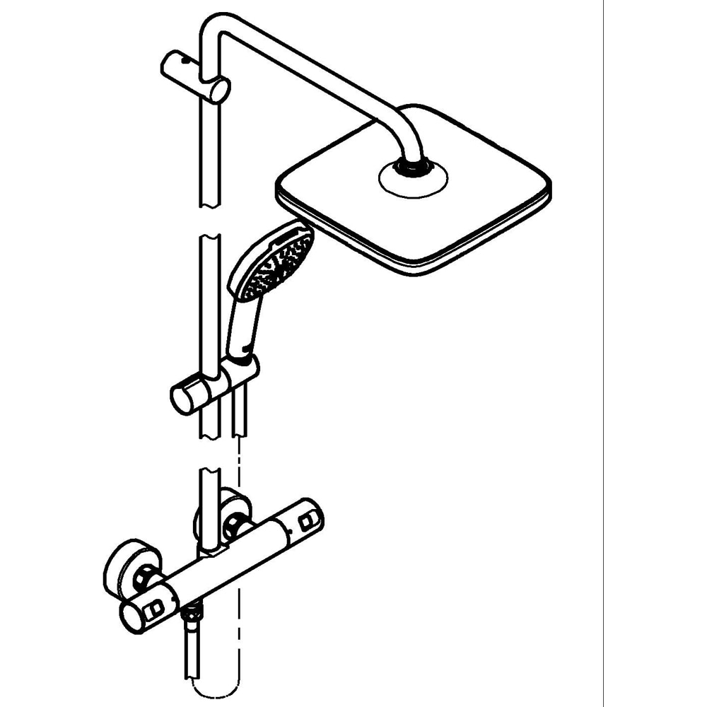 Sistem dus GROHE Vitalio Comfort 250 266962431, termostat, 2 functii, negru