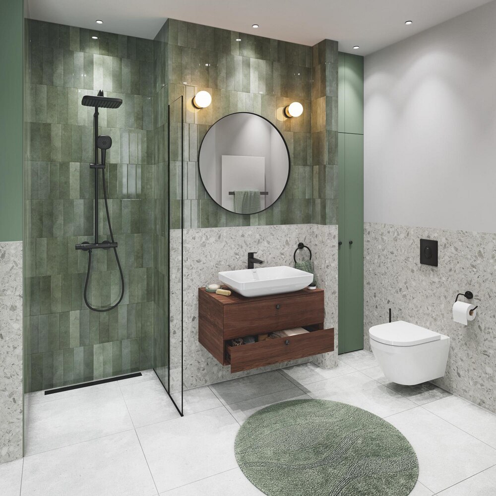 Sistem dus GROHE Vitalio Comfort 250 266962431, termostat, 2 functii, negru