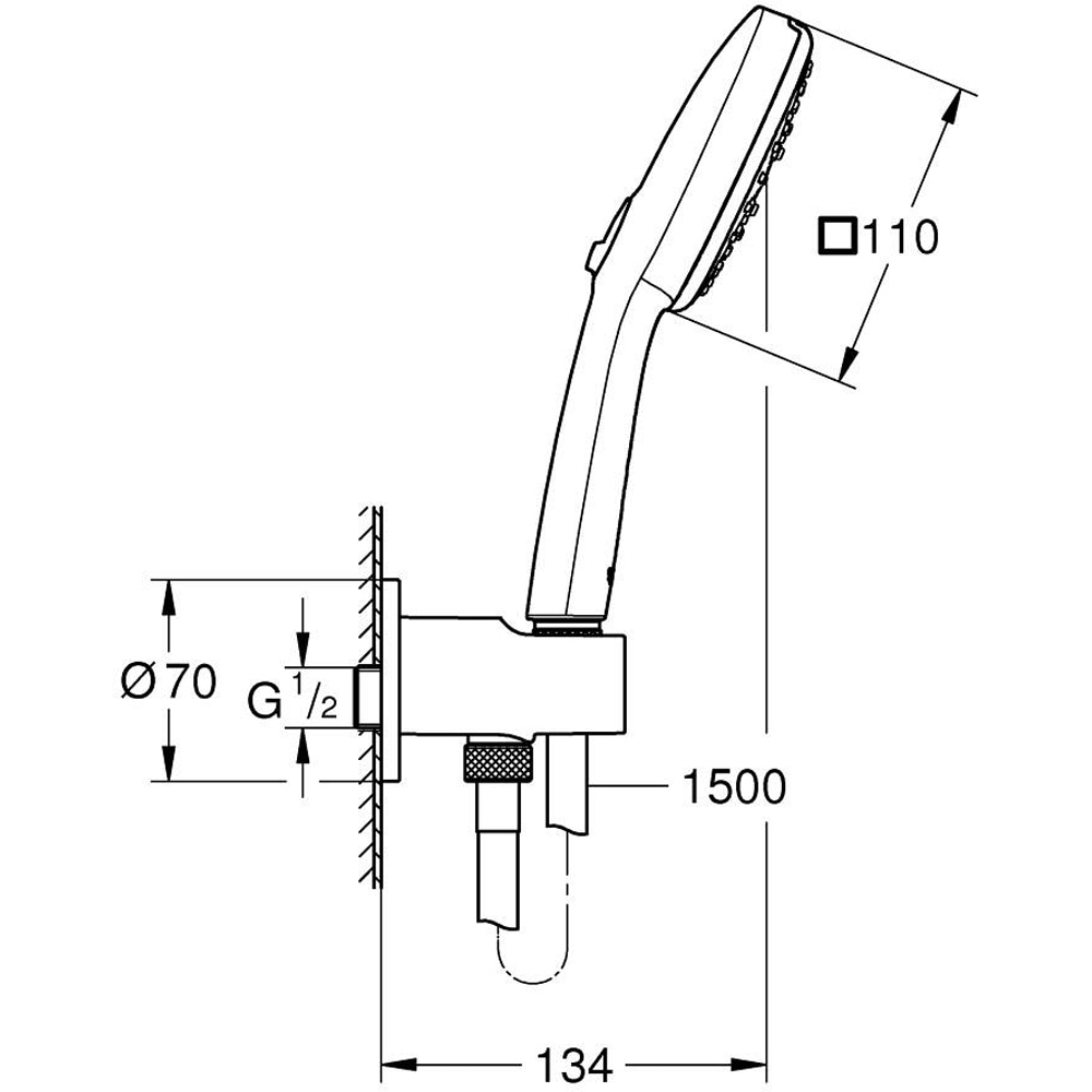 Set dus para GROHE Tempesta Cube 110 26910003, 3 functii, crom