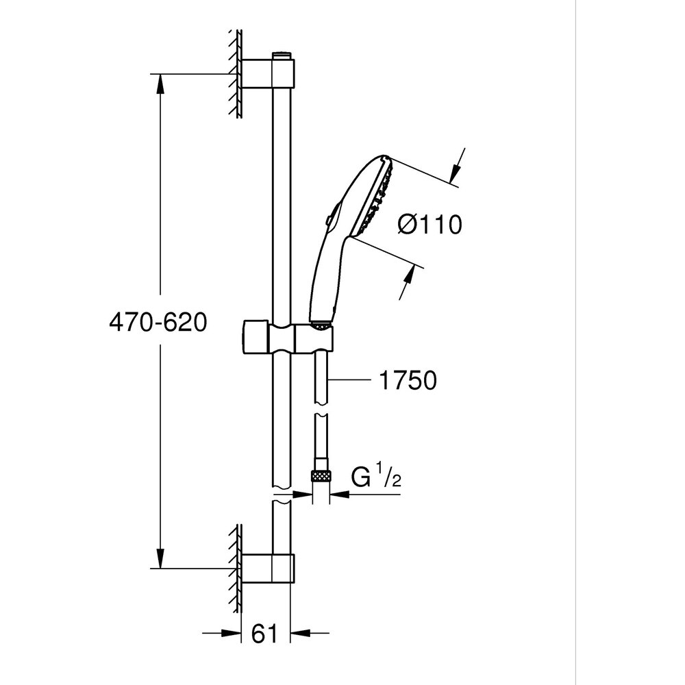 Coloana dus GROHE Tempesta 110 26915003, 2 functii, crom