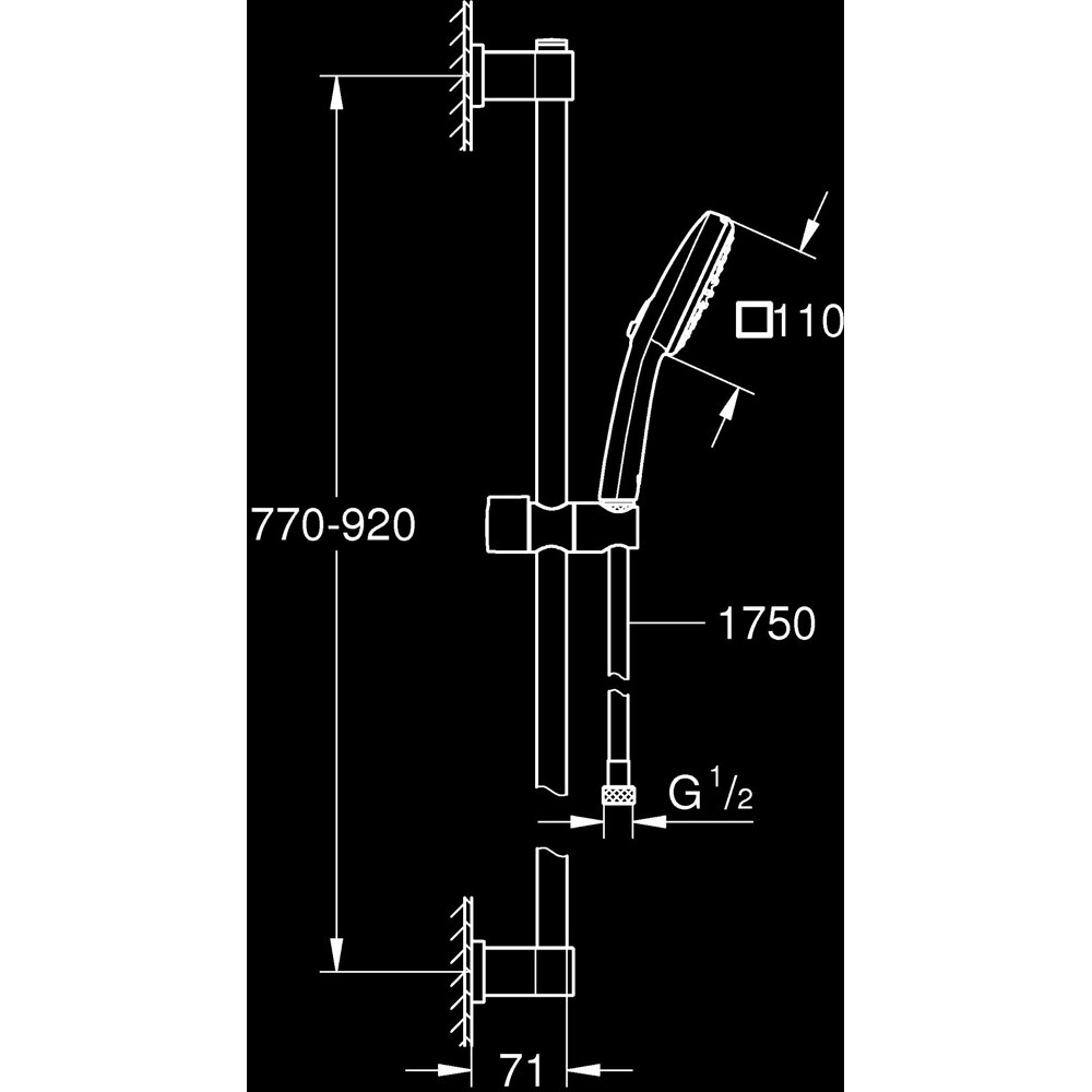 Coloana dus GROHE Vitalio Comfort 110 269302431, 2 functii, negru