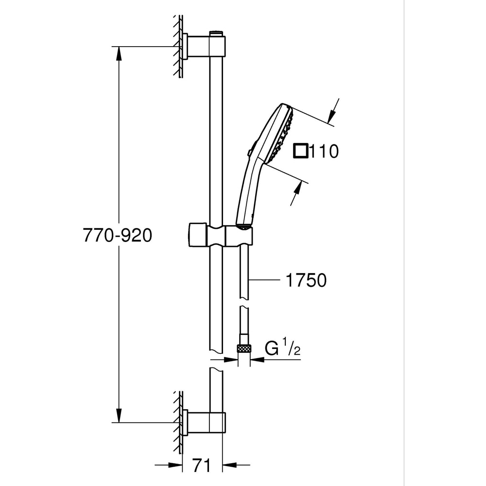 Coloana dus GROHE Vitalio Comfort 110 26932001, 3 functii, crom