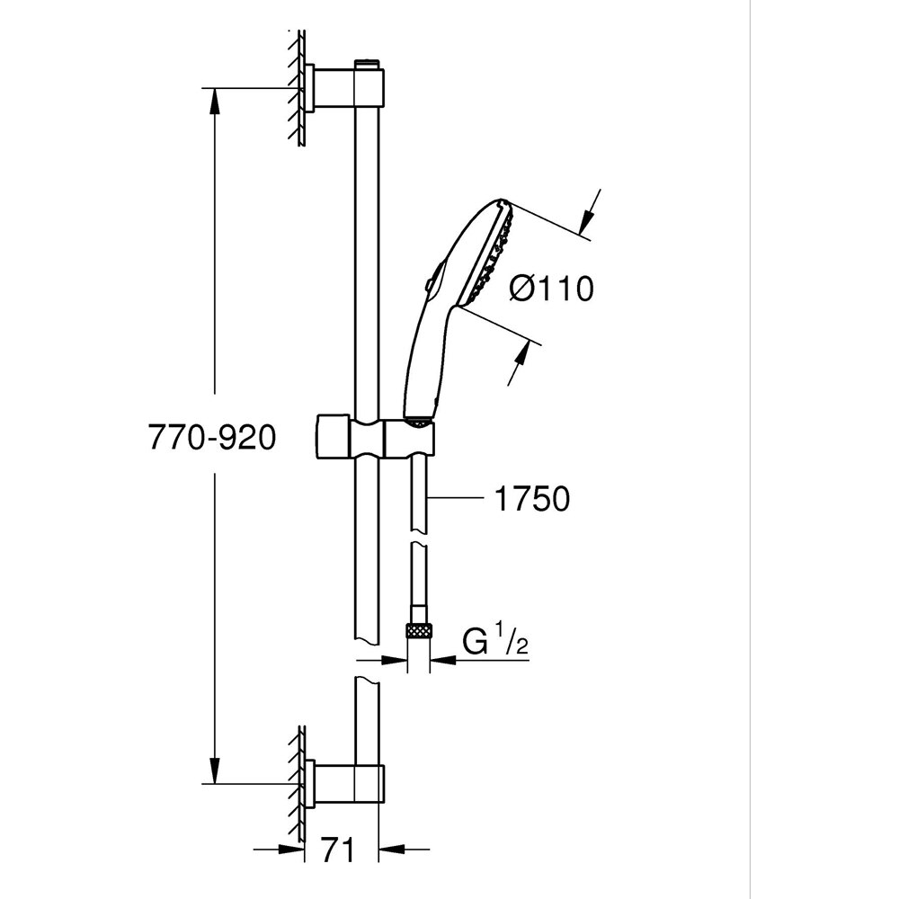 Coloana dus GROHE Vitalio Start 110 26956001, 3 functii, crom