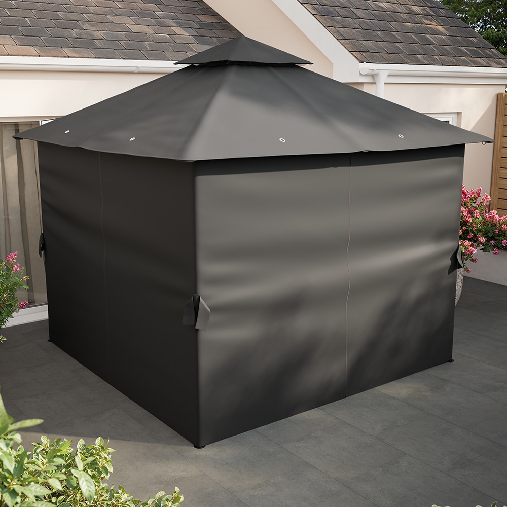 Perete lateral pentru pavilion gradina Thar, poliester, 300 x 300 cm, gri