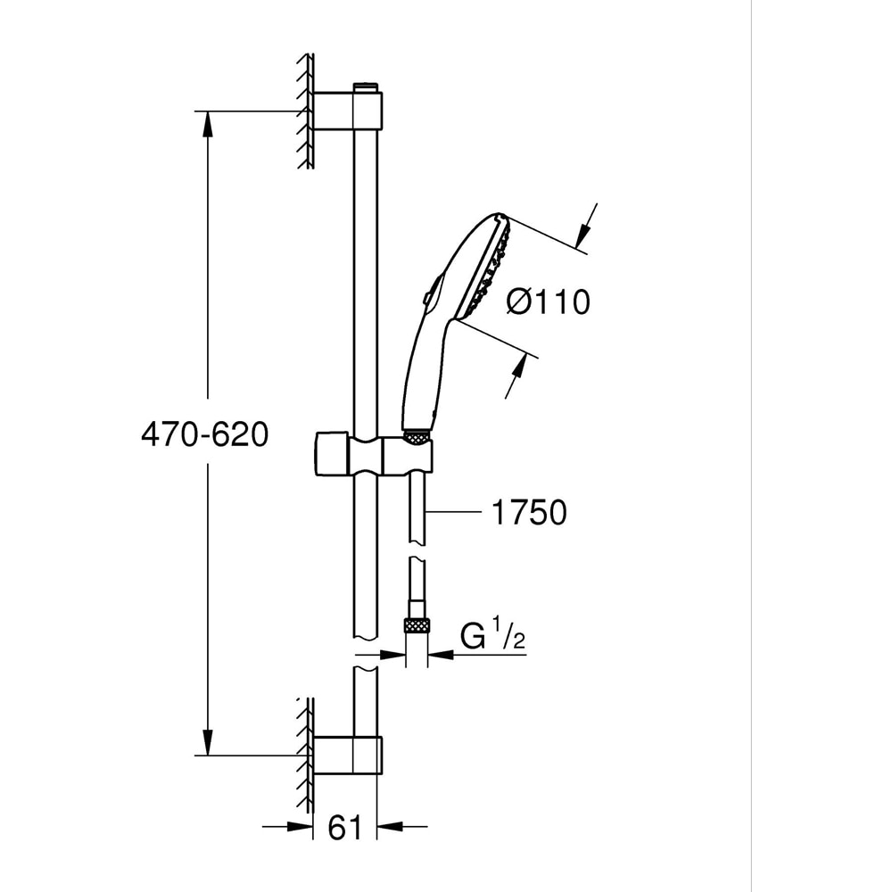 Coloana dus GROHE Tempesta 110 27644003, 3 functii, crom