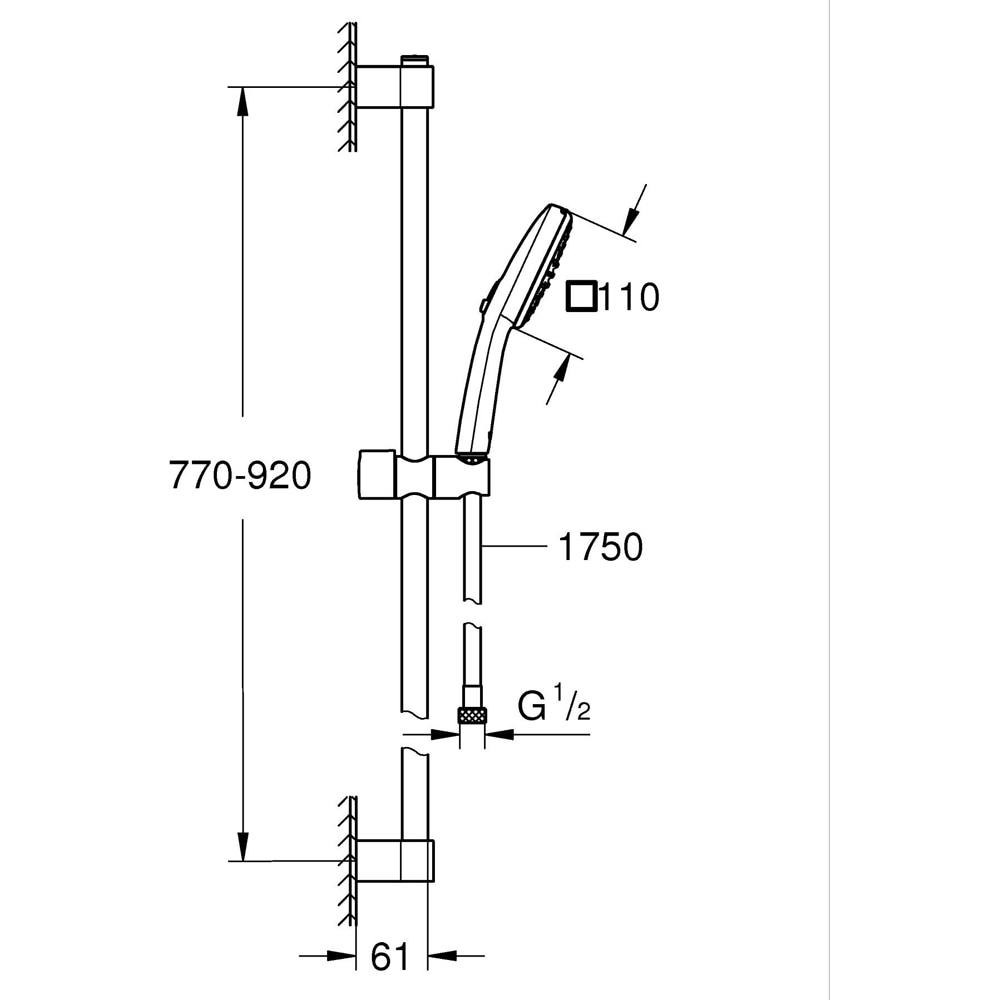 Coloana dus GROHE Tempesta Cube 110 27788003, 2 functii, crom