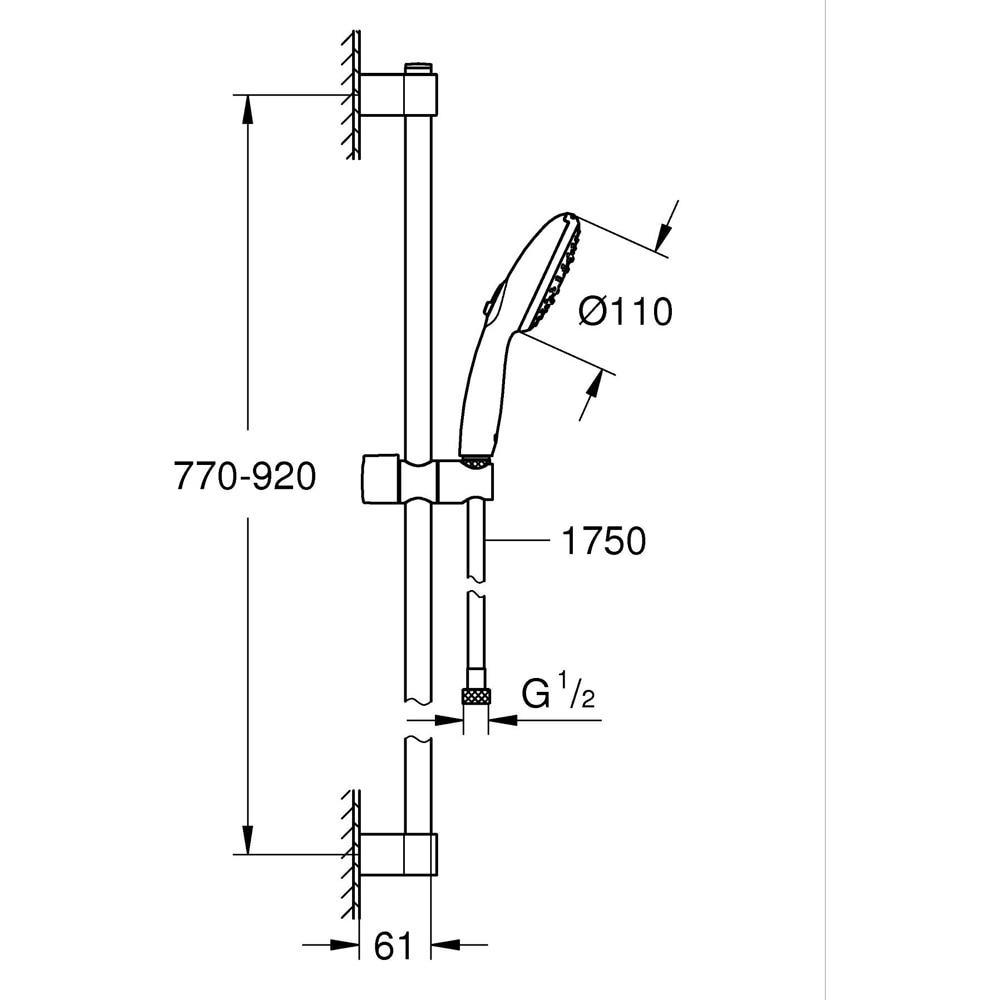 Coloana dus GROHE Tempesta 110 27796003, 3 functii, crom