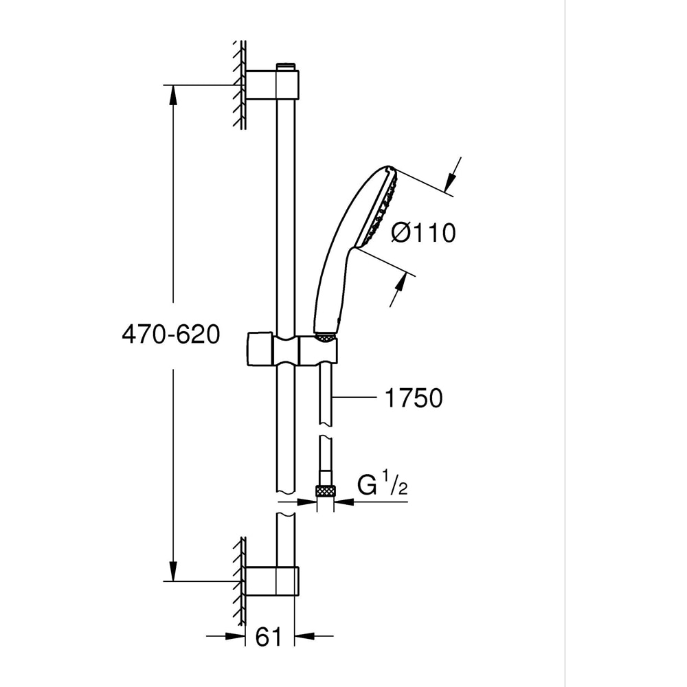 Coloana dus GROHE Tempesta 110 27924003, 1 functie, crom