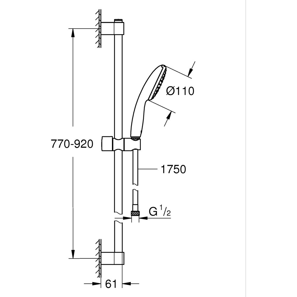Coloana dus GROHE Tempesta 110 27925003, 1 functie, crom