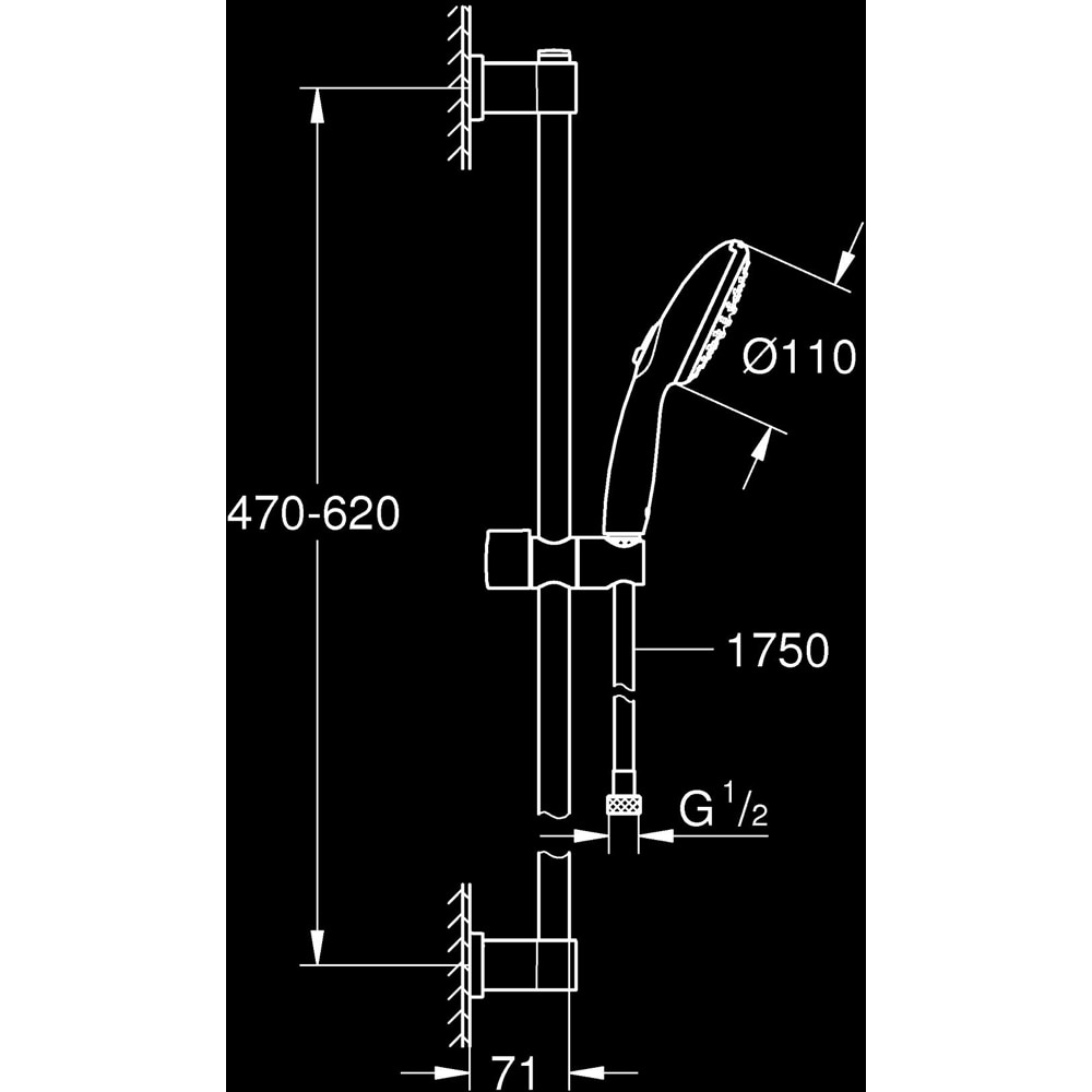 Coloana dus GROHE Vitalio Start 110 279482431, 2 functii, negru