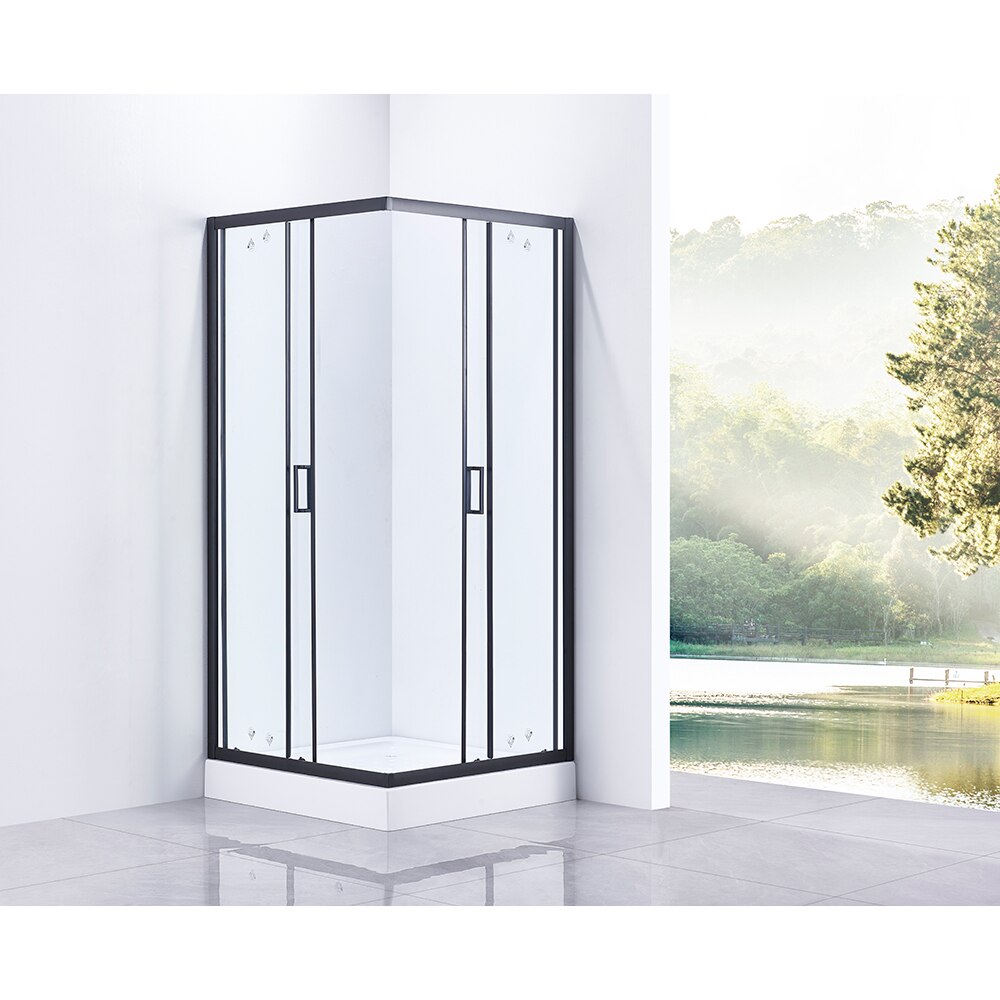 Cabina dus standard BELFORM Infinity, patrata, profil aluminiu, 80 x 80 x 185 cm, sticla securizata 5mm, negru mat