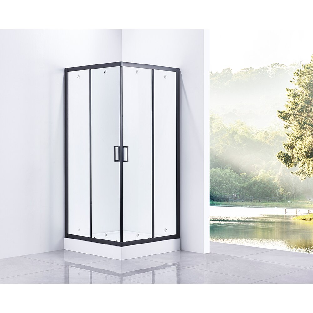 Cabina dus standard BELFORM Infinity, patrata, profil aluminiu, 80 x 80 x 185 cm, sticla securizata 5mm, negru mat