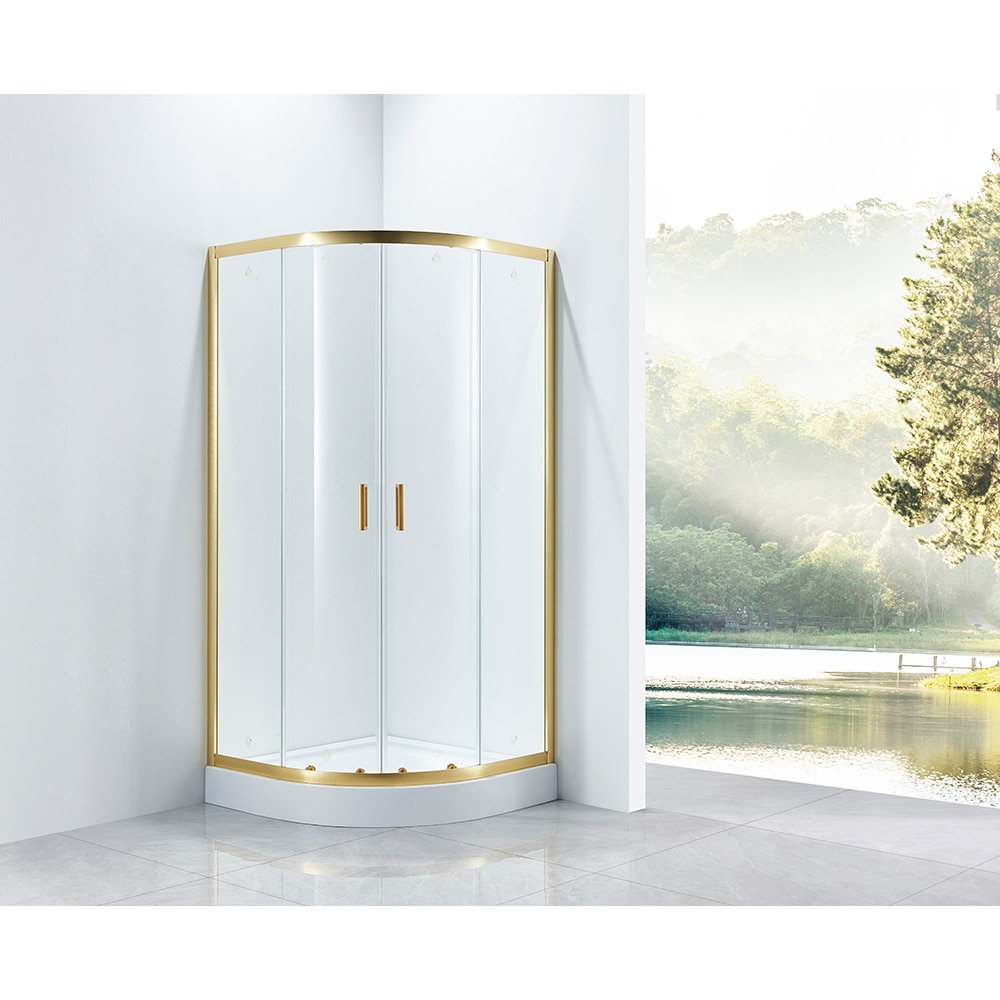 Cabina dus standard BELFORM Fortuna, semirotunda, profil aluminiu, 80 x 80 x 185 cm, sticla securizata 5mm, auriu