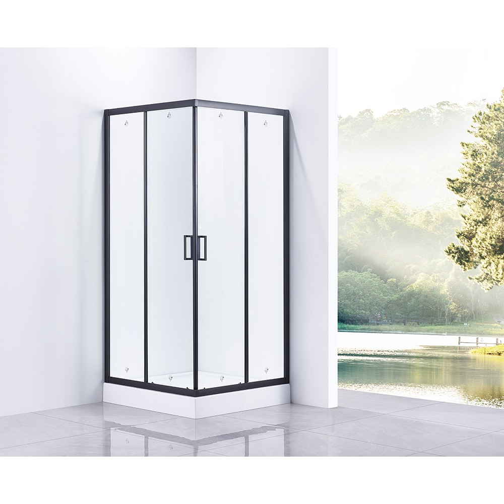 Cabina dus standard BELFORM Infinity, patrata, profil aluminiu, 90 x 90 x 185 cm, sticla securizata 5mm, negru mat