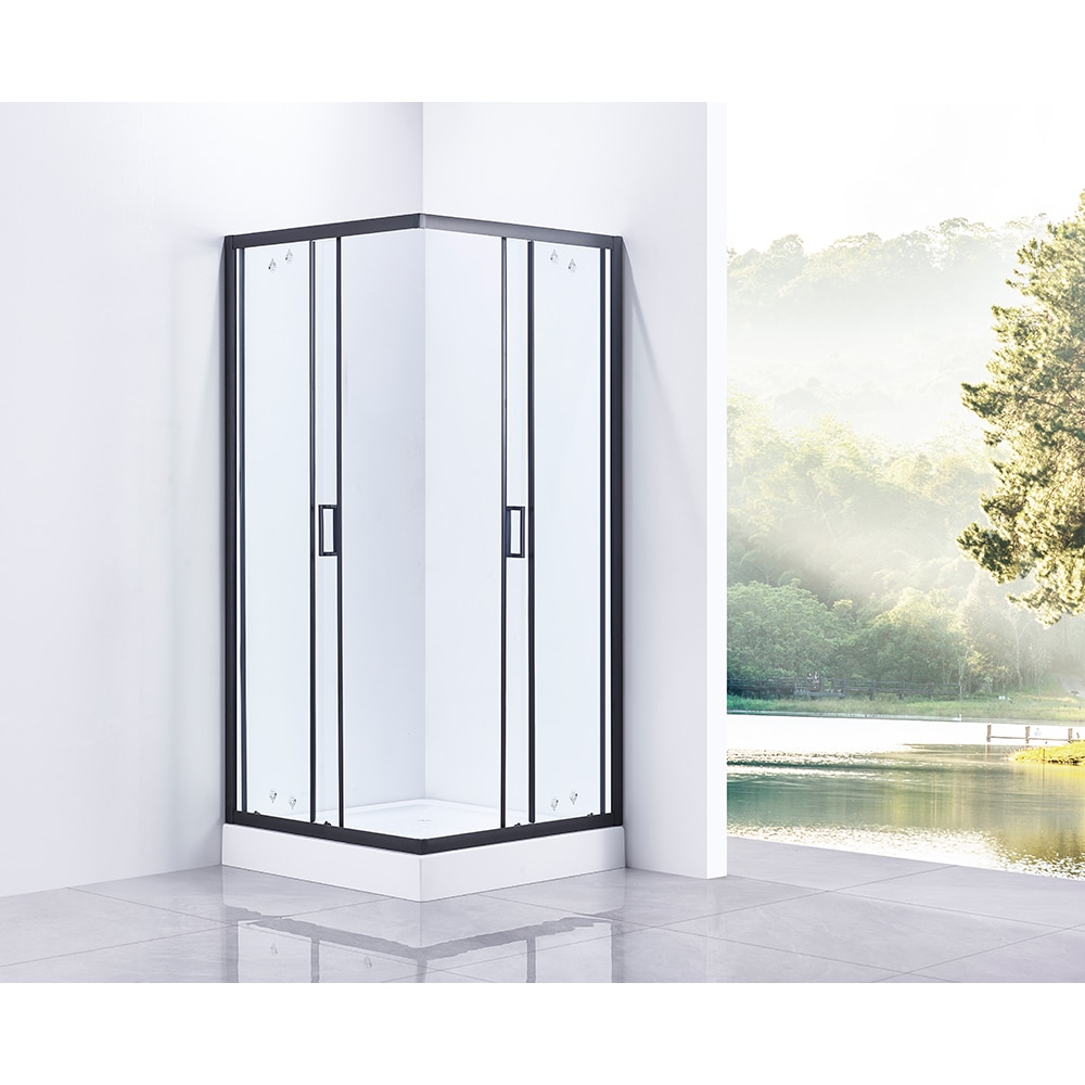 Cabina dus standard BELFORM Infinity, patrata, profil aluminiu, 90 x 90 x 185 cm, sticla securizata 5mm, negru mat