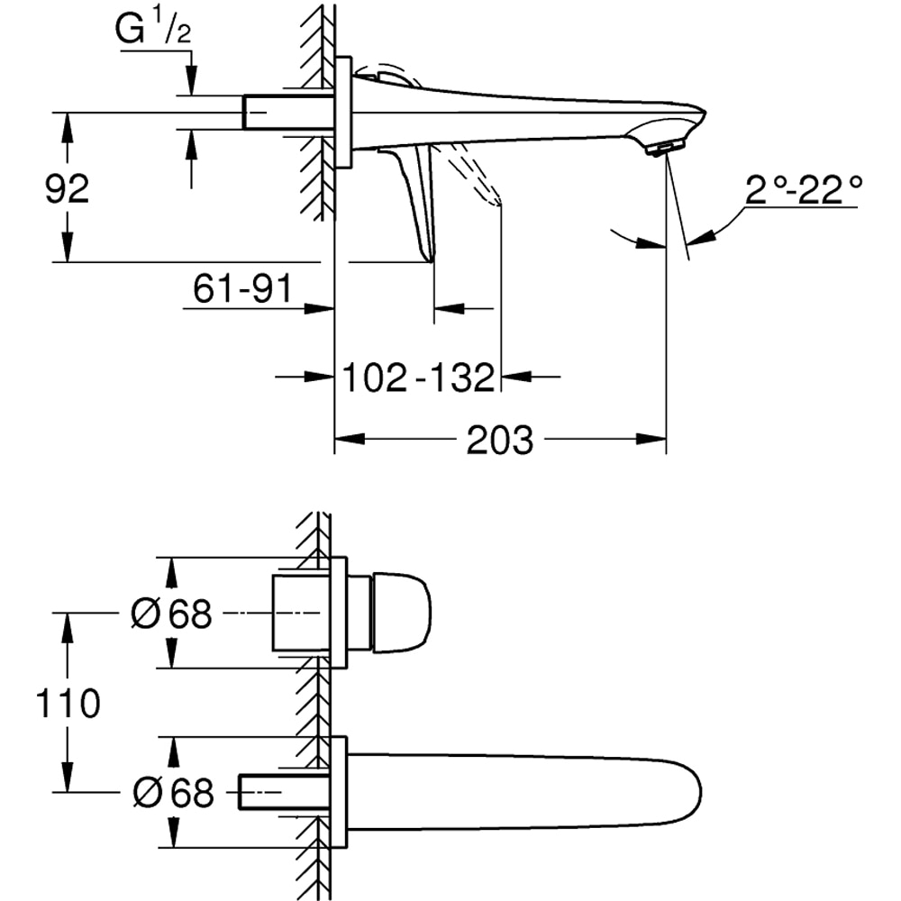 Baterie lavoar GROHE Eurostyle 29097003, marimea M, alama, crom