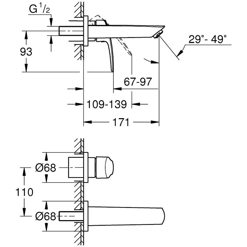 Baterie lavoar GROHE Eurosmart 29337003, marimea S, alama, crom