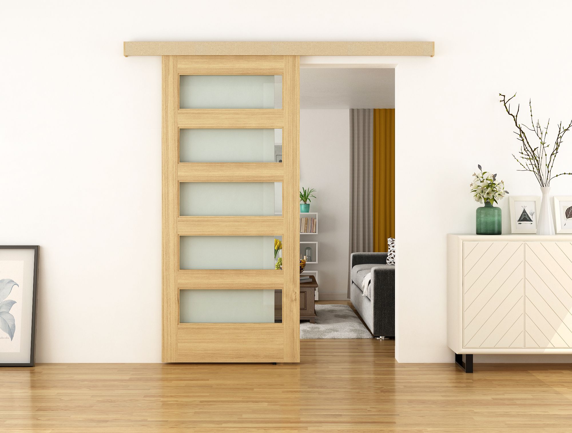 Kit glisare usa lemn, aluminiu