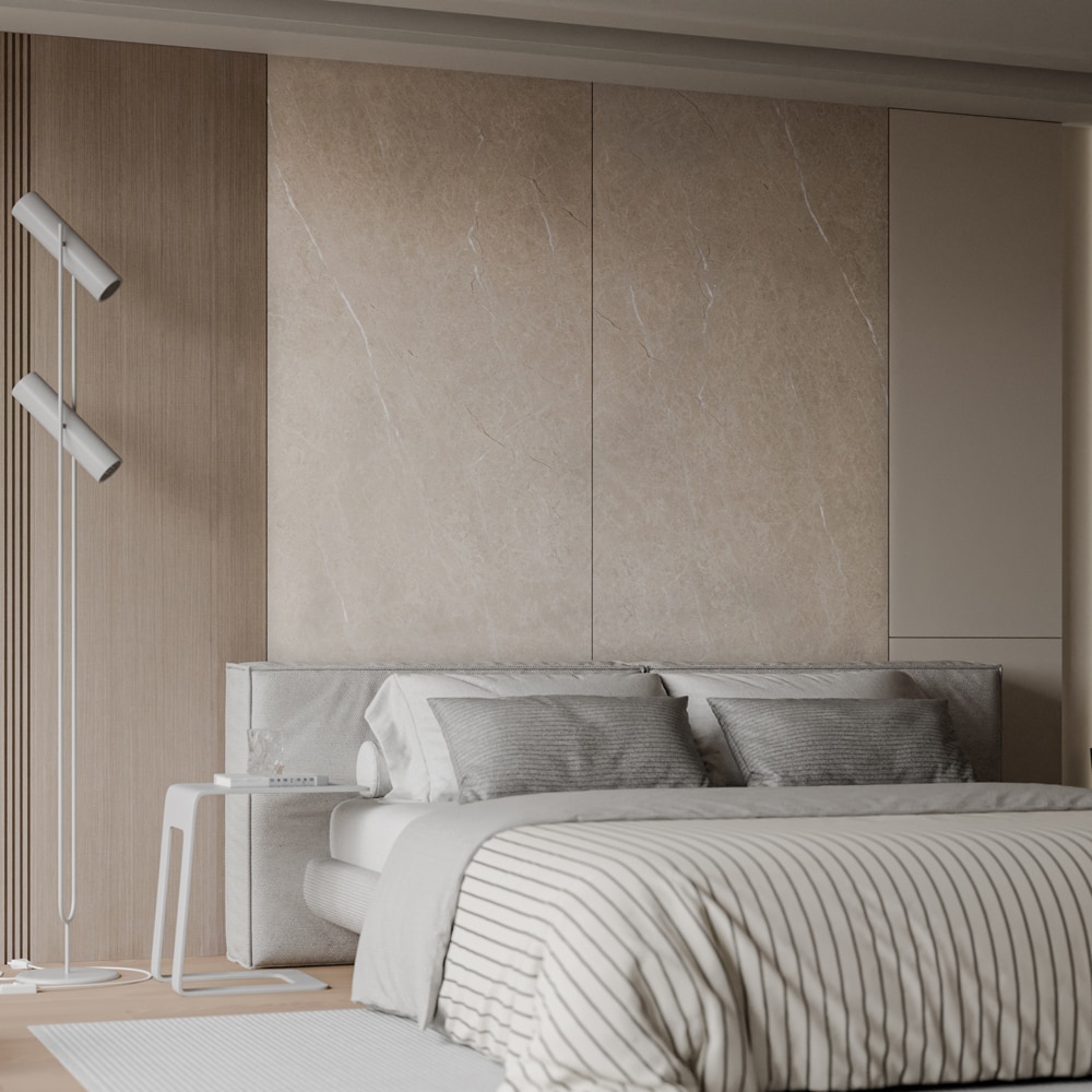 Panou decorativ Marble Botticino Light, 96.5 x 280 cm, SPC, bej