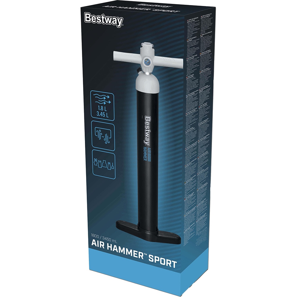 Pompa manuala BESTWAY, cu 5 adaptori de valva, plastic, negru