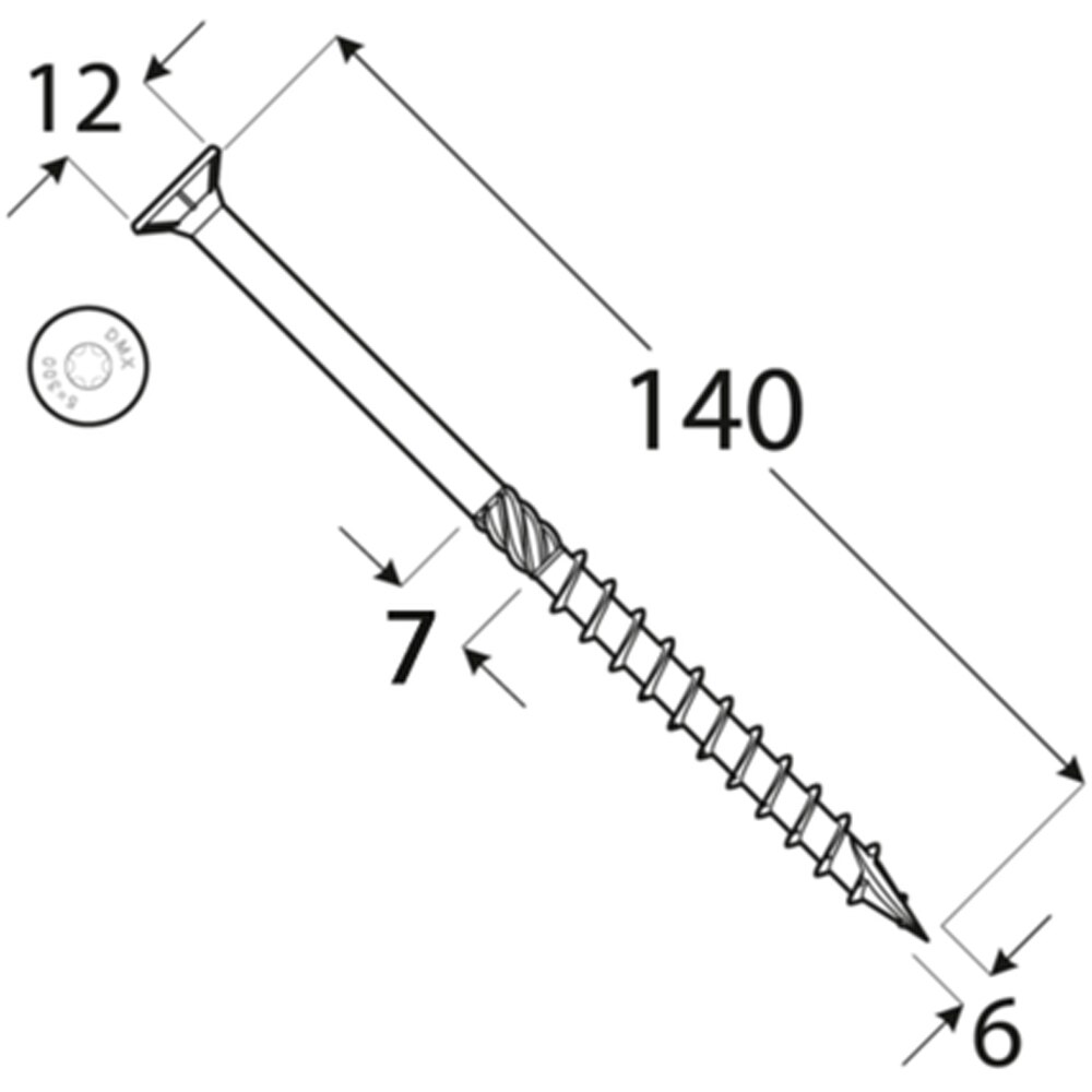 Surub lemn DOMAX, torx, otel, 6 x 140mm, 100 buc/cutie, galben