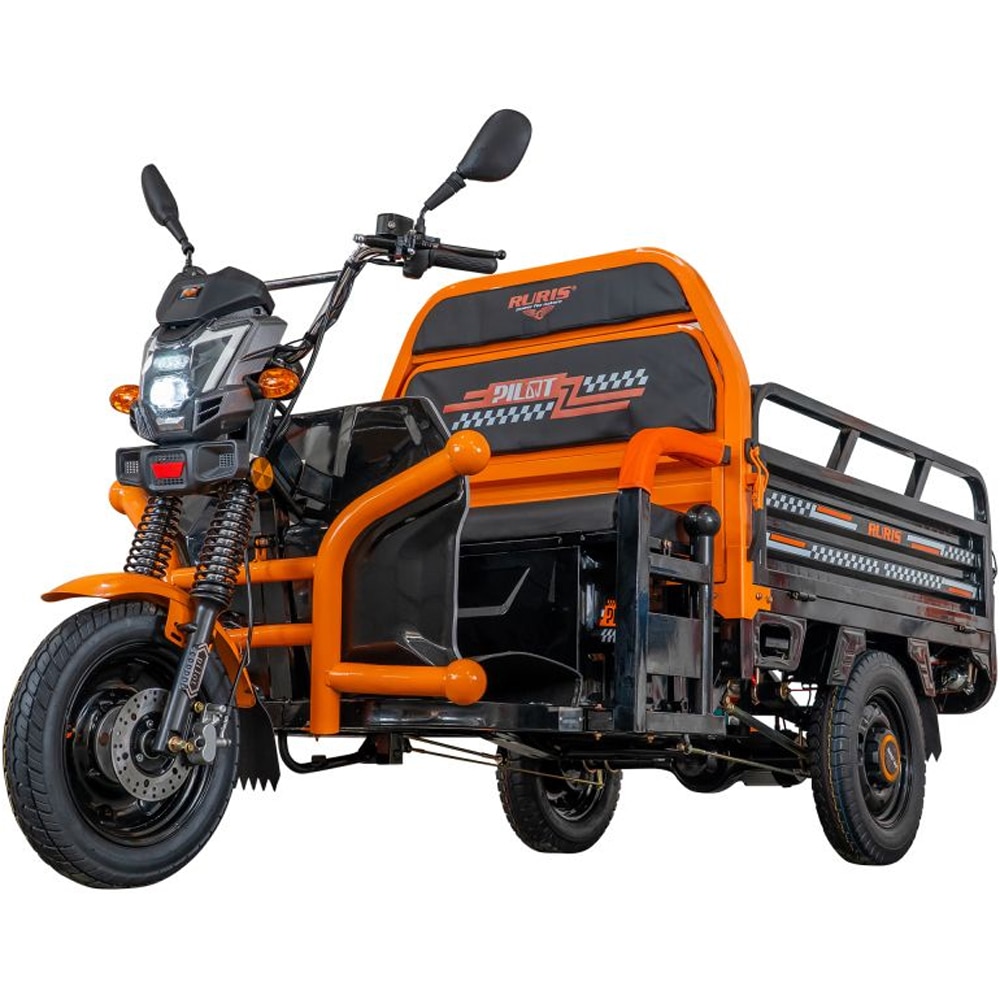 Triciclu electric RURIS Cargo Pilot 3120N, 2000W, Viteza 25 Km/h, Autonomie max 70 Km, negru-portocaliu