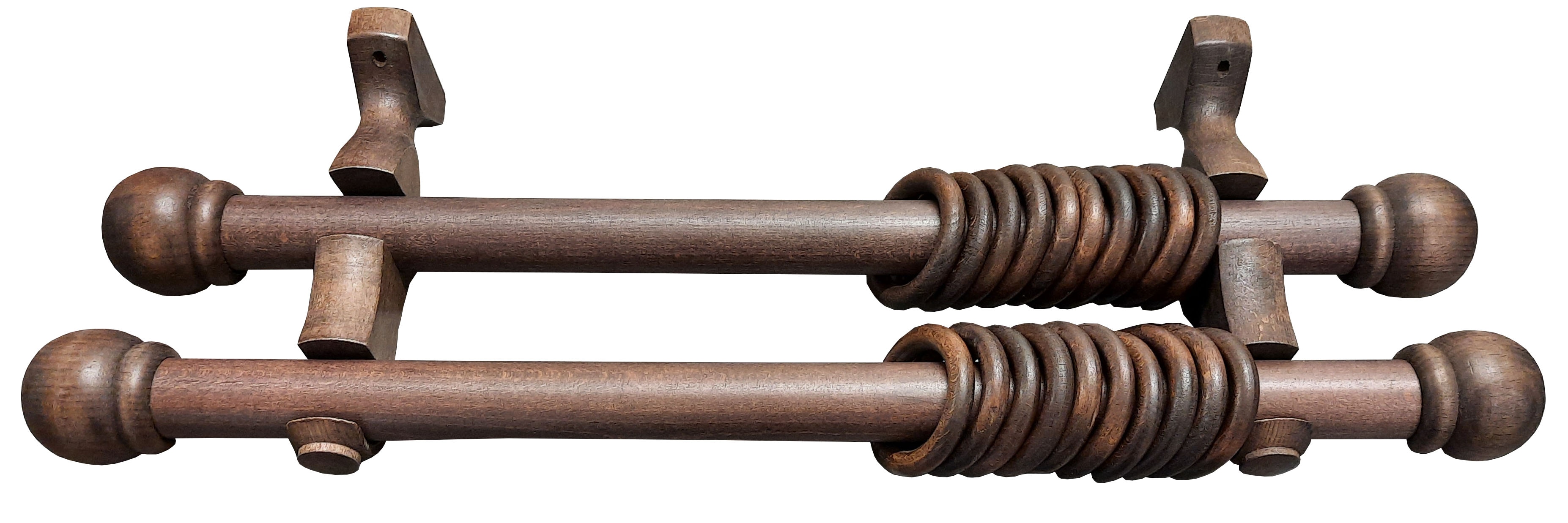 Set galerie dubla, maro, lemn, 250 cm x 28 mm  Ridorail