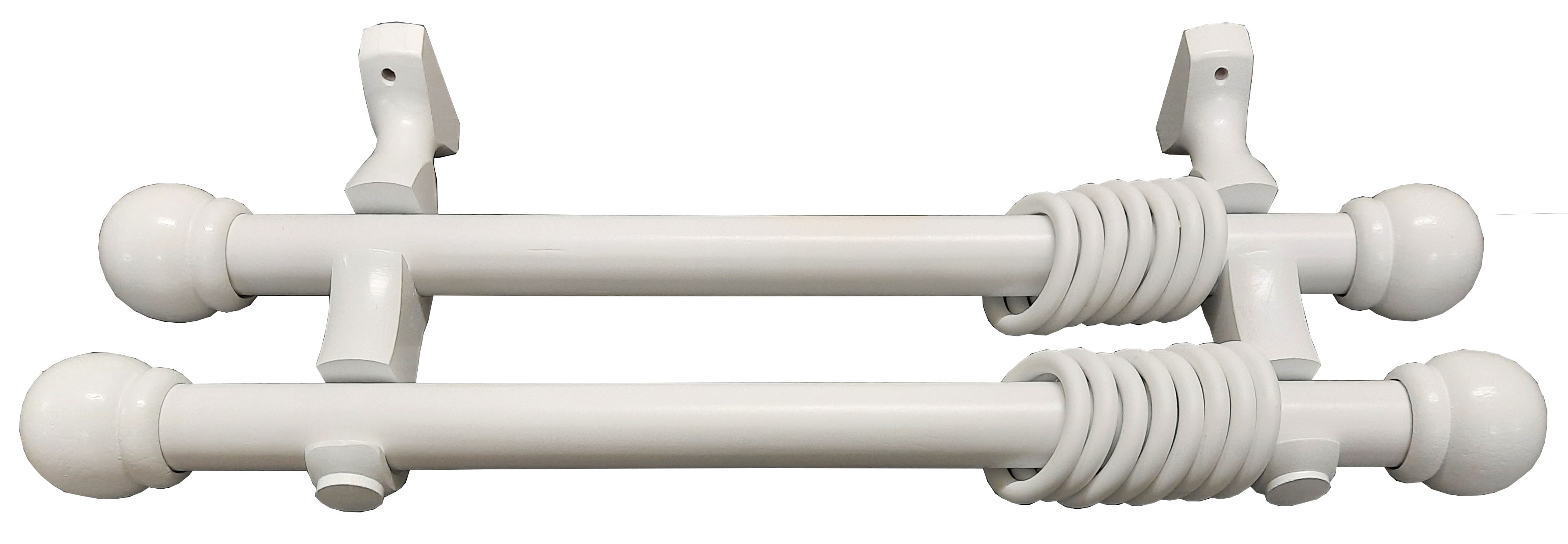 Set galerie dubla, alb, lemn, 250 cm x 28 mm  Ridorail