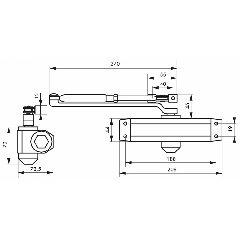 Amortizor usa hidraulic THIRARD, forta 4, max 80 Kg