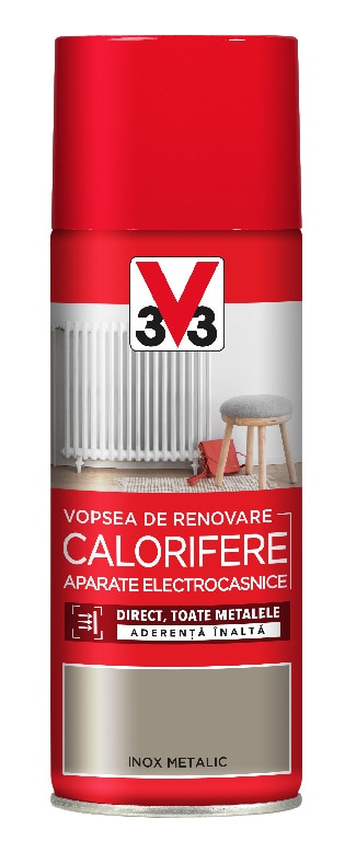 Vopsea spray pentru radiatoare si aparate electrocasnice, V33, metalic, 400 ml, culoare otel inoxidabil