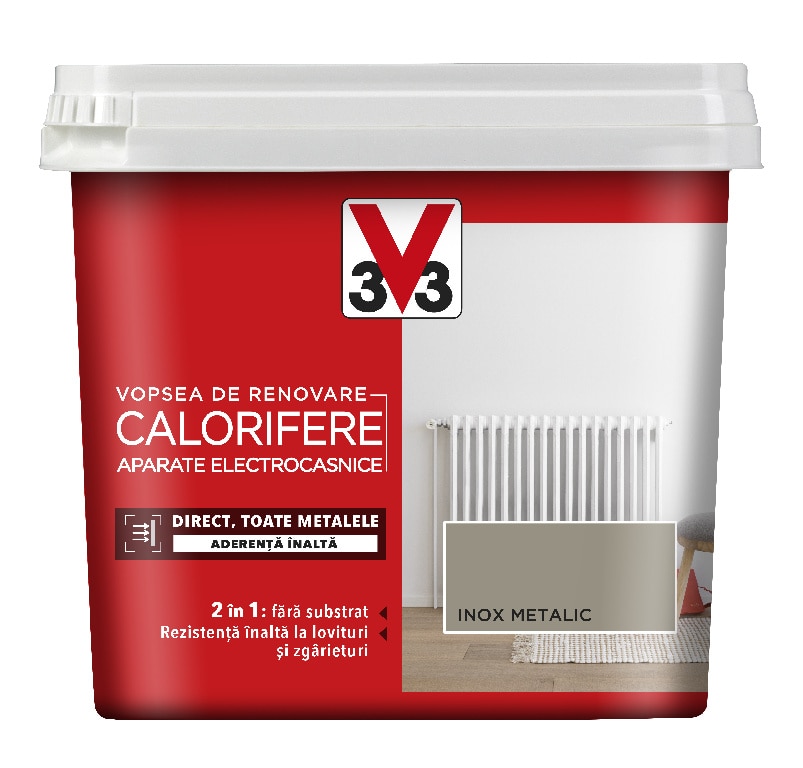 Vopsea decorativa radiator/aparate electrocasnice, interior, otel inoxidabil, metalic, 750 ml  V33
