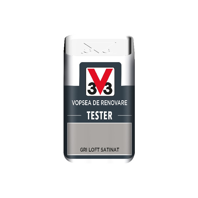 Tester vopsea culoare pentru renovare, V33, satinat, 50 ml, culoare gri deschis