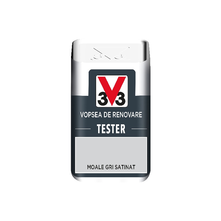 Tester vopsea culoare pentru renovare, V33, satinat, 50 ml, culoare gri catifelat