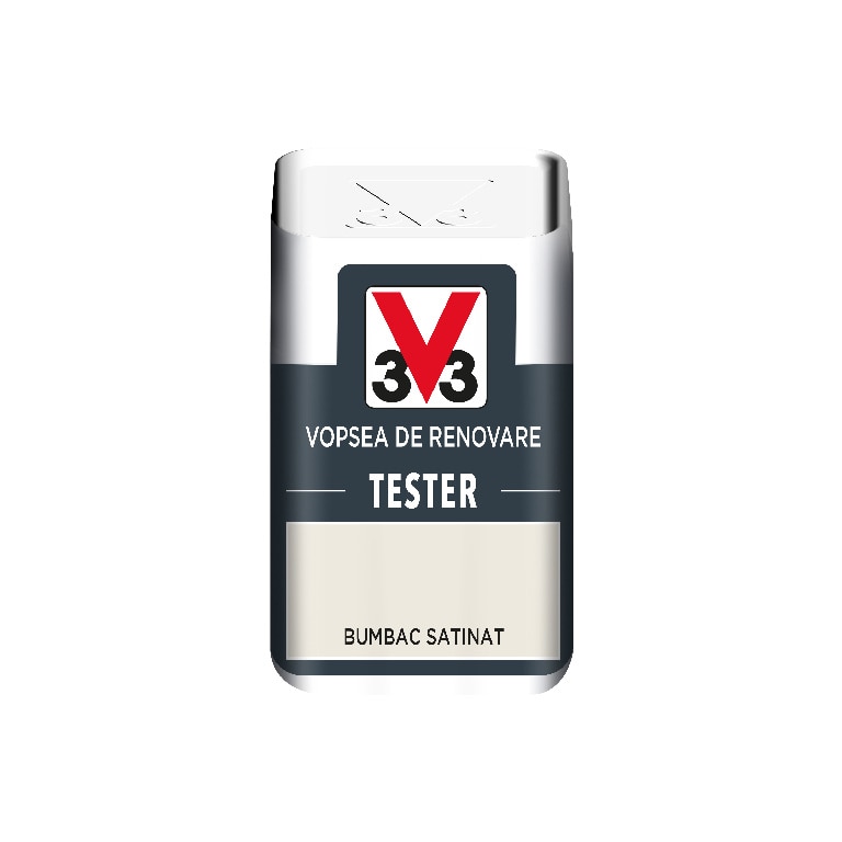 Tester vopsea culoare pentru renovare, V33, satinat, 50 ml, culoare bumbac