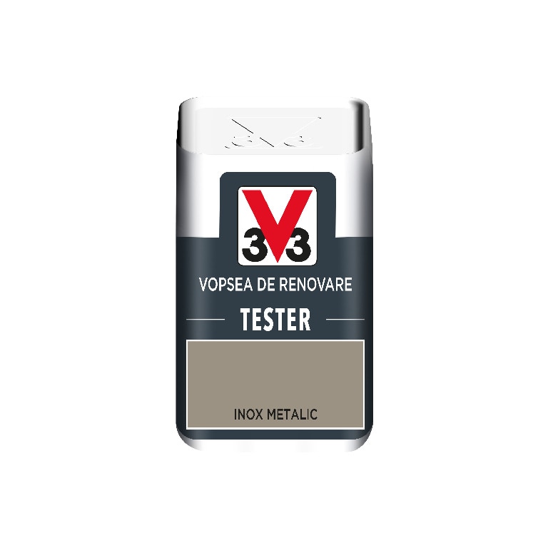 Tester vopsea culoare pentru renovare, V33, metalic, 50 ml, culoare otel inoxidabil