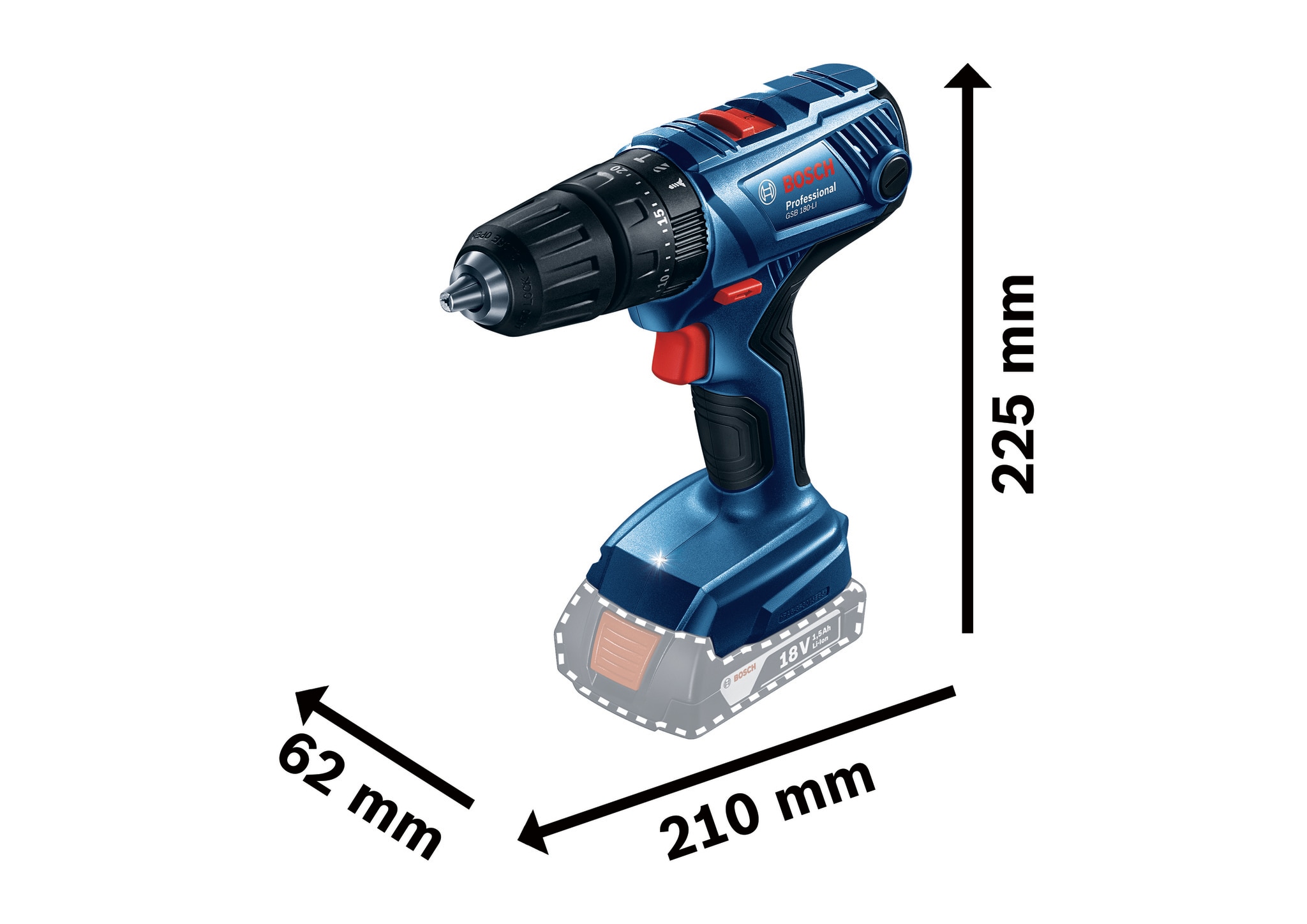 Masina de gaurit, cu percutie , acumulator, 2 Ah, 21/54 Nm • Bosch