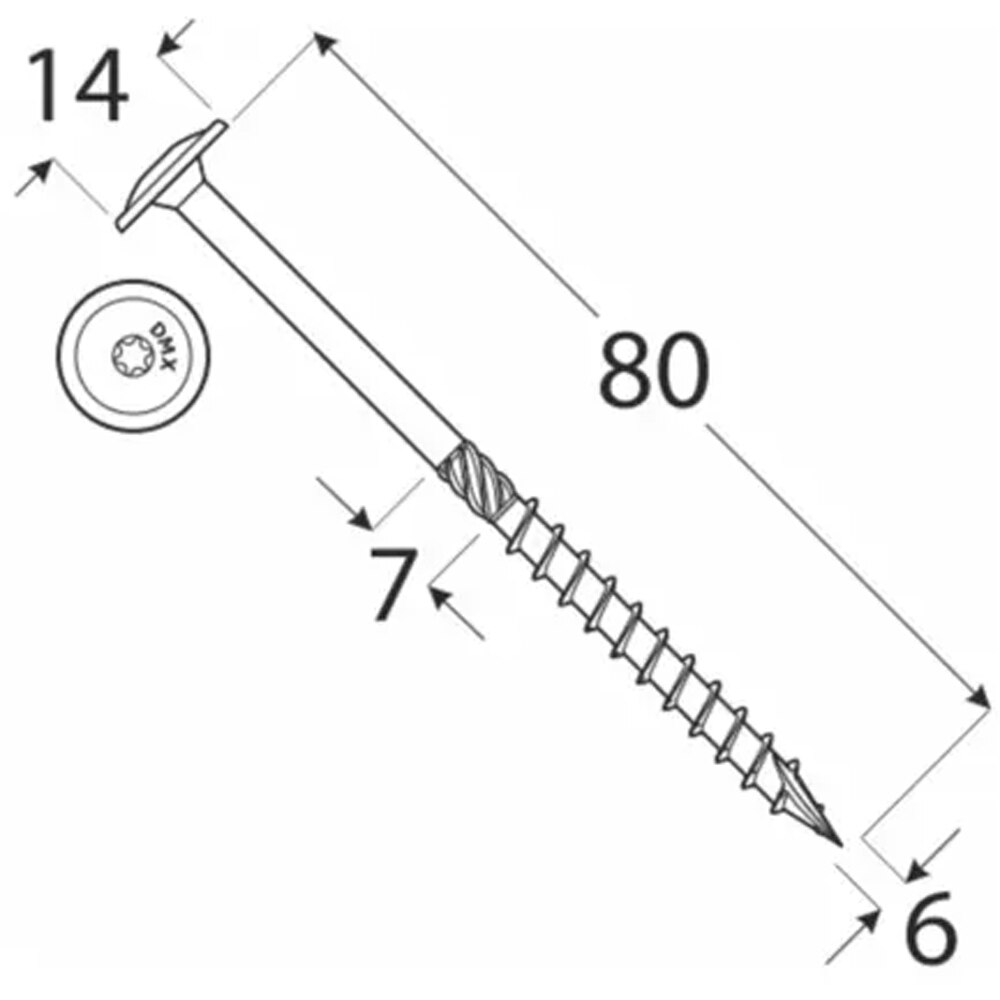 Surub lemn DOMAX, torx, otel, 6 x 80mm, 100 buc/cutie, galben