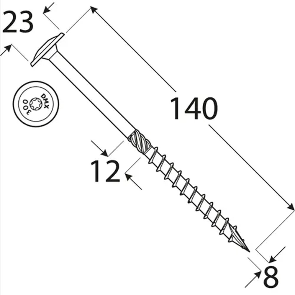 Surub lemn DOMAX, torx, otel, 8 x 140mm, 50 buc/cutie, galben