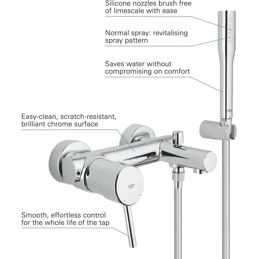 Baterie cada-dus GROHE Concetto 32212001, set de dus, alama, crom