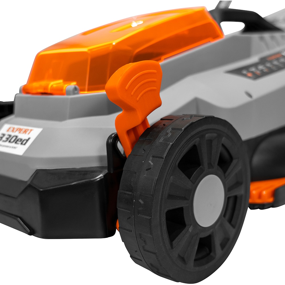 Masina de tuns iarba pe acumulator RURIS 330ED, Electrica, latime taiere 33cm, cos 30l, portocaliu