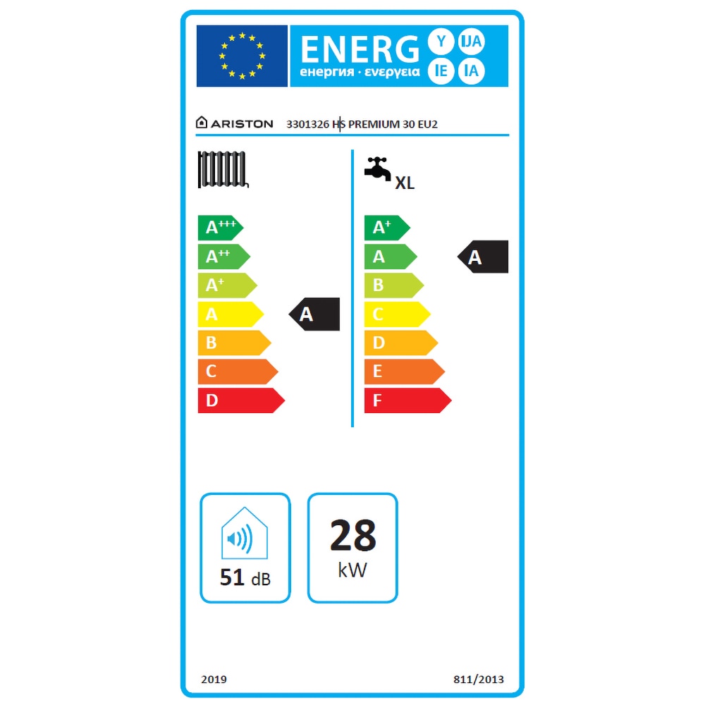 Centrala termica pe gaz in condensare ARISTON HS Premium, 30 kW, kit evacuare inclus