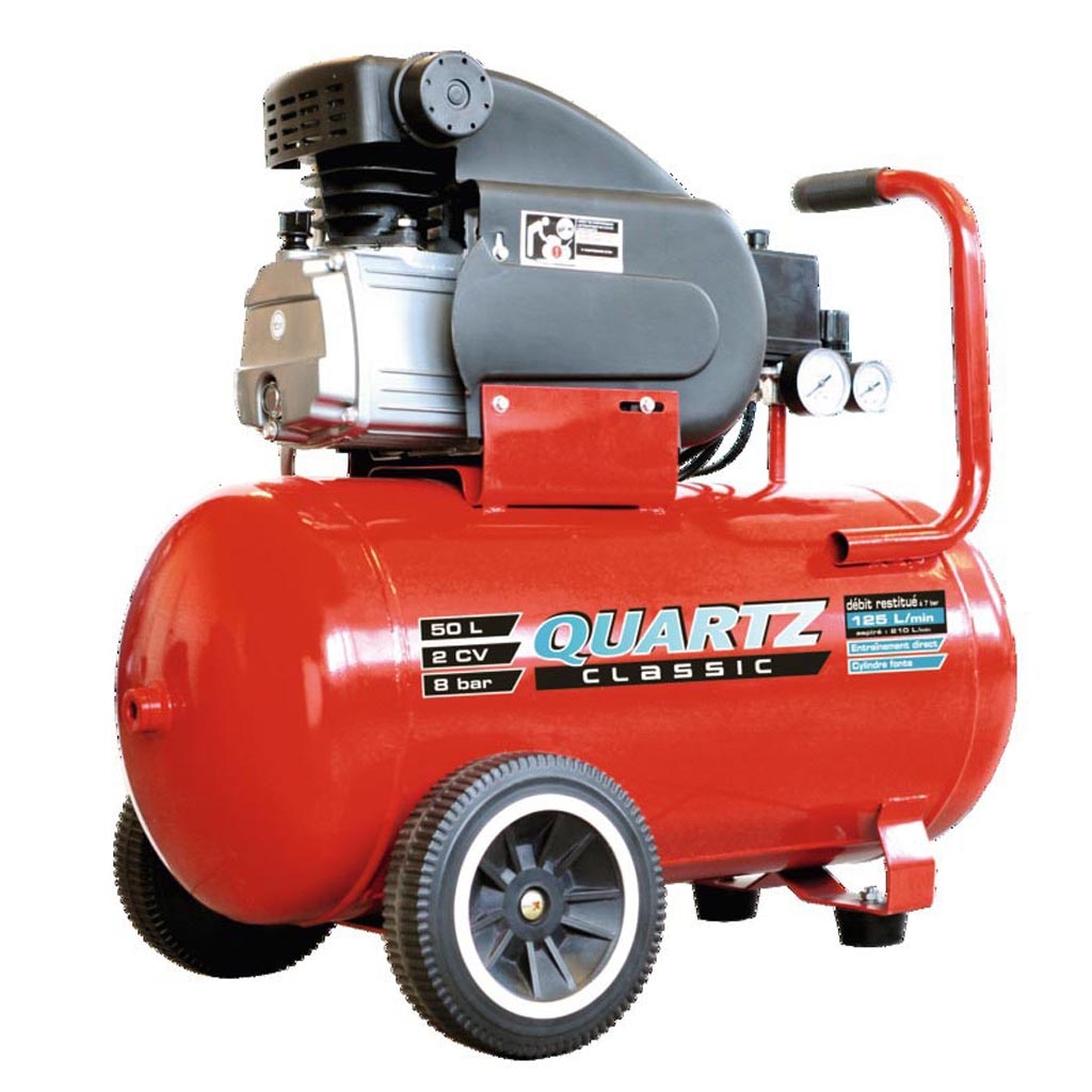 Compresor aer, 50 l, 2 cp, 8 bar, 125 L/min • Quartz