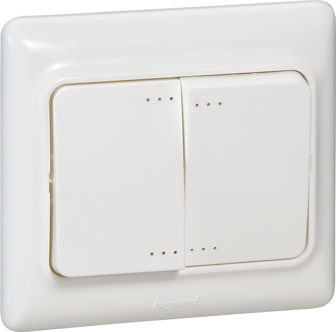 Intrerupator dublu, cu LED, alb IP 54 • Legrand Kaptika