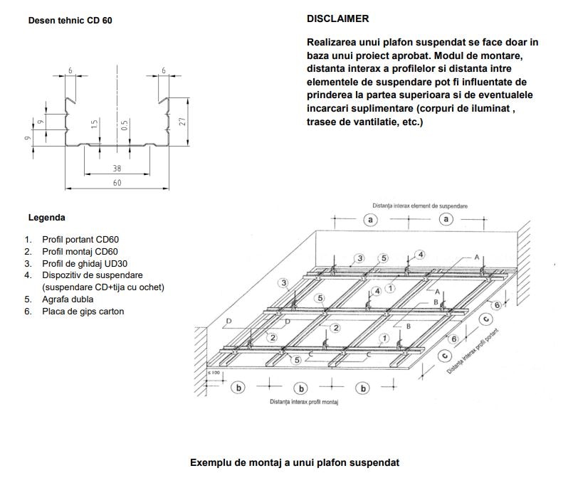 Profil metalic, tip CD, 60 mm, 0.5 mm, 2.6 m  Fierctc
