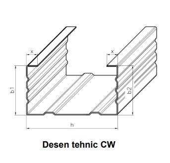 Profil metalic, tip CW, 100 mm, 0.5 mm  Fierctc