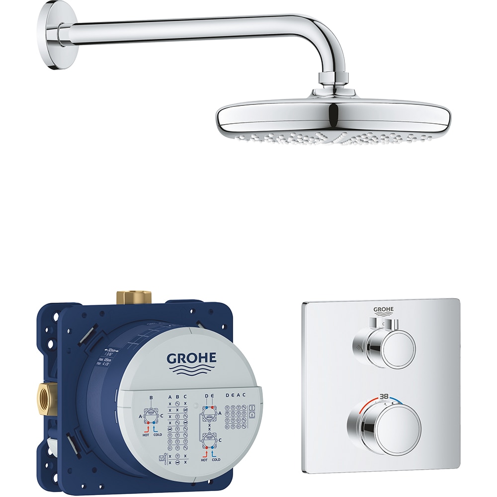 Sistem dus GROHE Grohtherm 210 34728000, termostat, 1 functie, crom