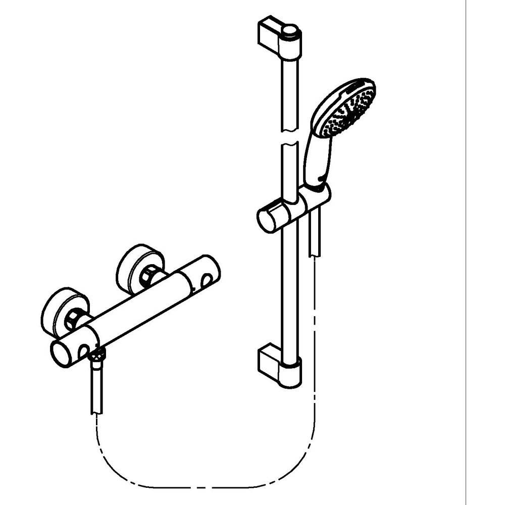 Baterie dus GROHE Grohtherm 800 34768001, aparenta, set de dus, termostat, alama, crom